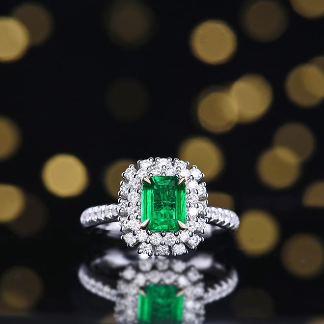 14k Gold 1.77 Ctw Vivid Green Natural Emerald & Diamond Ring/pendant( Without Chain ): Ref:230972077 // gold content:14k gold // ring size:7. 25us // // main gemstone:emerald // shape:octagonal // carat weight:1ct // color:vivid green // treatment:natural // // adjacent gemstone 2 :