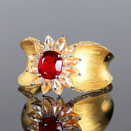 14k Gold 1.60 Ctw Natural Ruby & Diamond Ring - 2