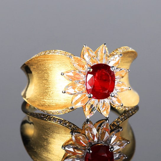 14k Gold 1.60 Ctw Natural Ruby & Diamond Ring - 3