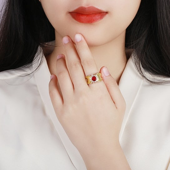 14k Gold 1.60 Ctw Natural Ruby & Diamond Ring - 5