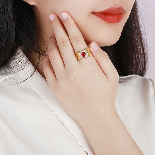 14k Gold 1.60 Ctw Natural Ruby & Diamond Ring - 6