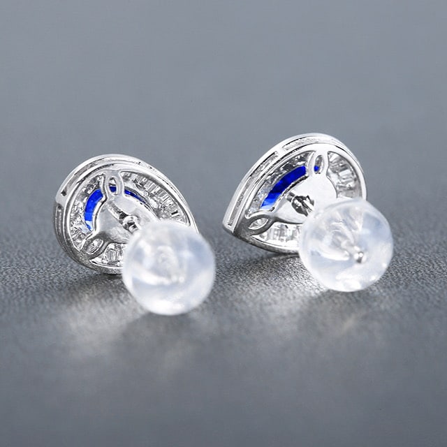 14k Gold 1.64 Ctw Natural Sapphire & Diamond Earrings - 3