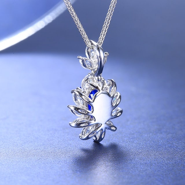 14k Gold 2.40 Ctw Natural Sapphire & Sapphire Pendant( Without Chain ) - 4