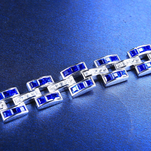 14k Gold 14.0 Ctw Natural Sapphire & Sapphire Bracelet - 2