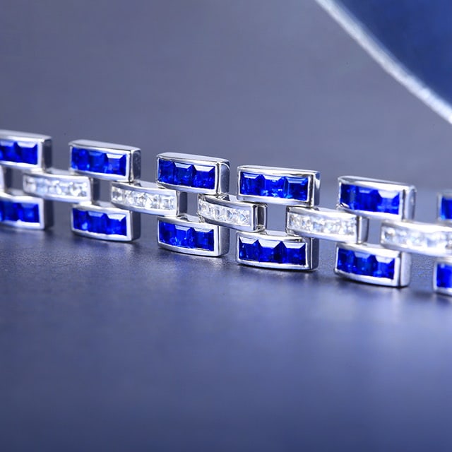 14k Gold 14.0 Ctw Natural Sapphire & Sapphire Bracelet - 3