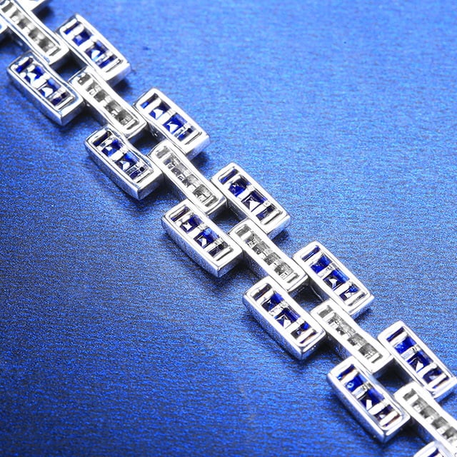 14k Gold 14.0 Ctw Natural Sapphire & Sapphire Bracelet - 5