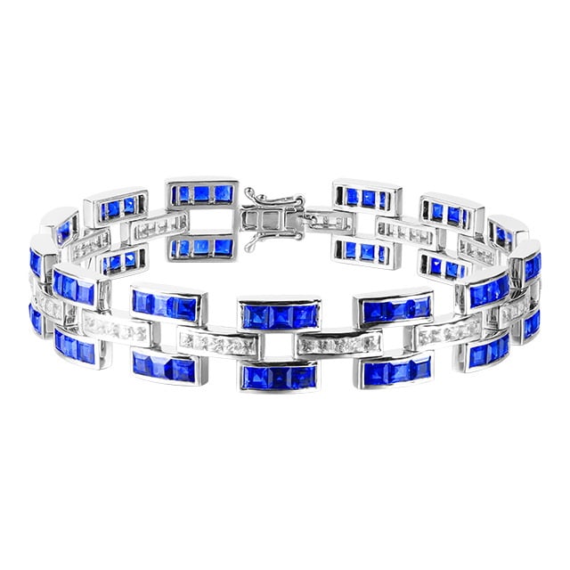 14k Gold 14.0 Ctw Natural Sapphire & Sapphire Bracelet - 6