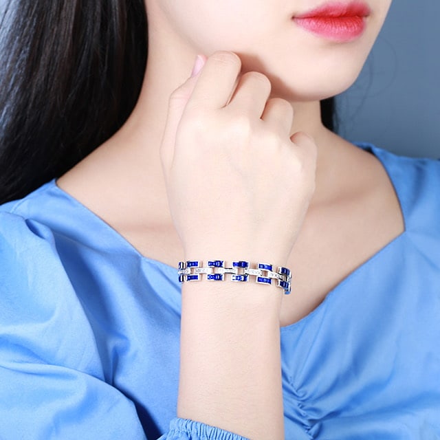 14k Gold 14.0 Ctw Natural Sapphire & Sapphire Bracelet - 8