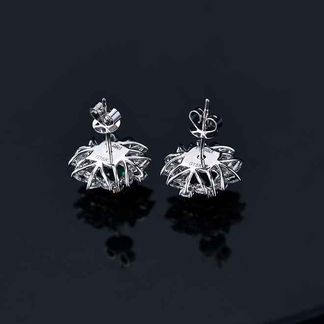 14k Gold 2.20 Ctw Vivid Green Natural Emerald & Diamond Earrings - 5