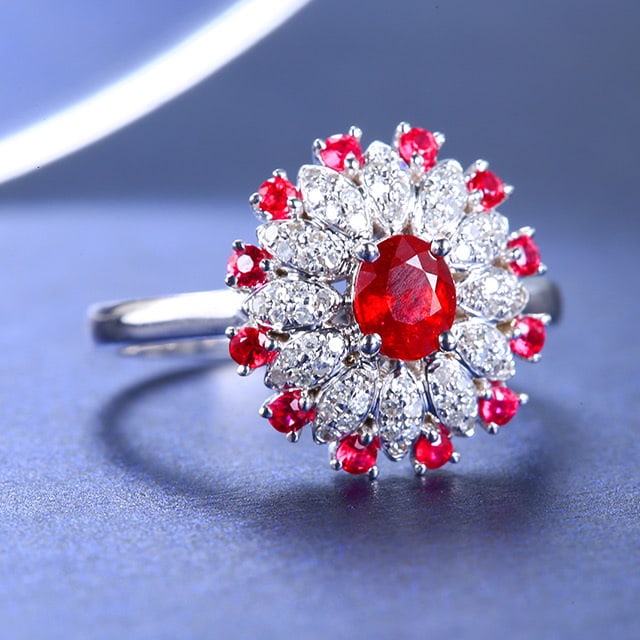 14k Gold 0.74 Ctw Natural Ruby & Diamond Ring - 2