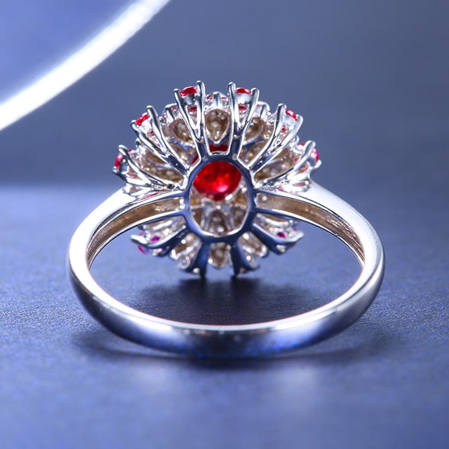 14k Gold 0.74 Ctw Natural Ruby & Diamond Ring - 4