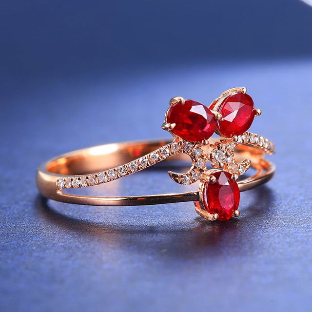 14k Gold 1.07 Ctw Natural Ruby & Diamond Ring - 3