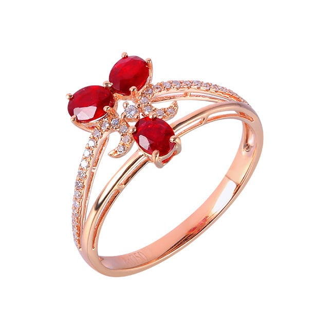 14k Gold 1.07 Ctw Natural Ruby & Diamond Ring - 5