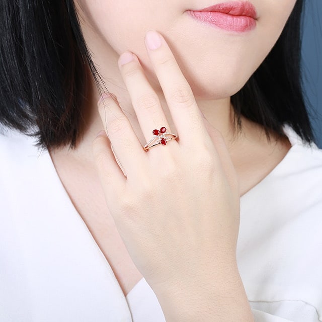 14k Gold 1.07 Ctw Natural Ruby & Diamond Ring - 6