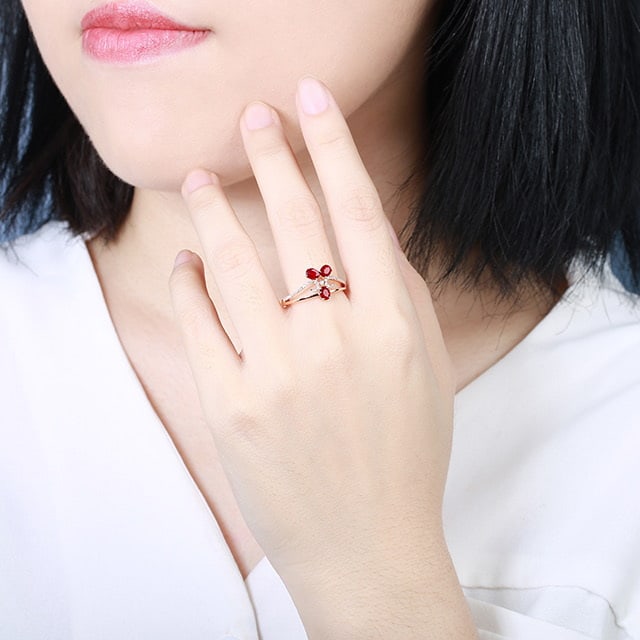 14k Gold 1.07 Ctw Natural Ruby & Diamond Ring - 7