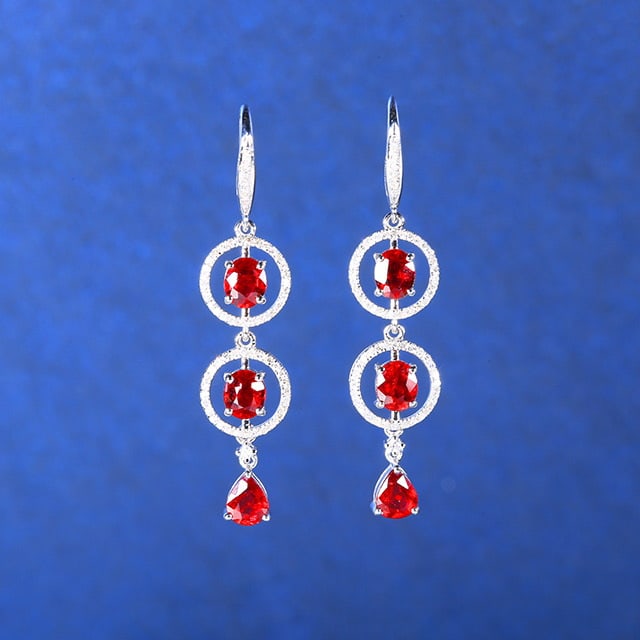 14k Gold 2.73 Ctw Natural Ruby & Diamond Earrings: Ref:230972162 // gold content:14k gold // main gemstone:ruby // shape:multiply // carat weight:2. 33ct // color:pigeonblood red // treatment:natural // // adjacent gemstone 2 : diamond // number of