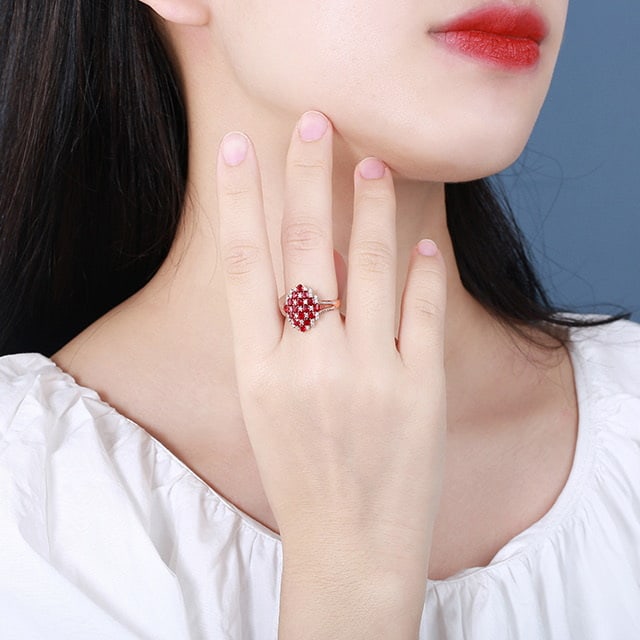 14k Gold 1.93 Ctw Natural Ruby & Diamond Ring - 7