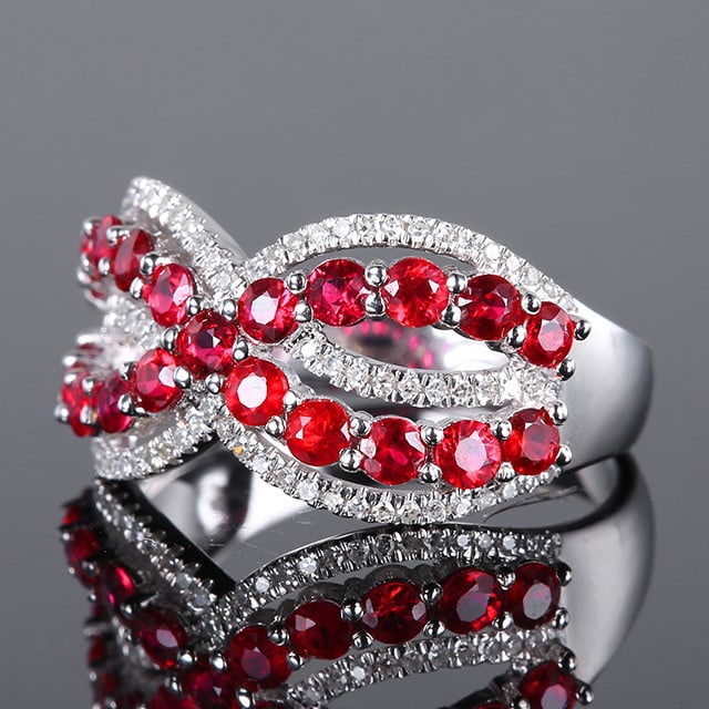 14k Gold 1.59 Ctw Natural Ruby & Diamond Ring - 2