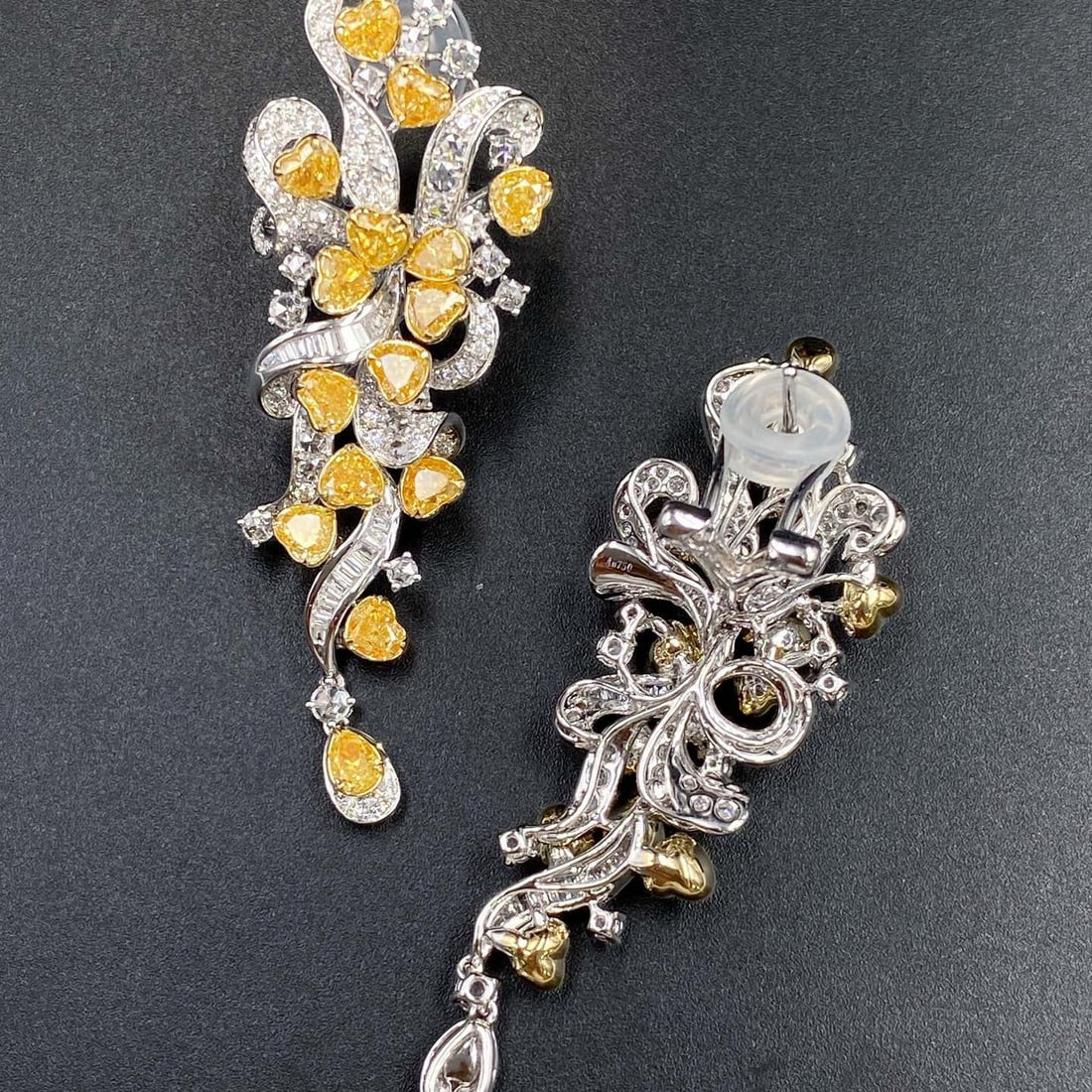 14k Gold 7.59 Ctw Natural Yellow Diamond & Diamond Earrings (1 of 6)