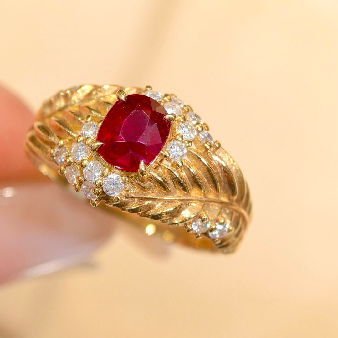 14k Gold 1.41 Ctw Natural Ruby & Diamond Ring - 4