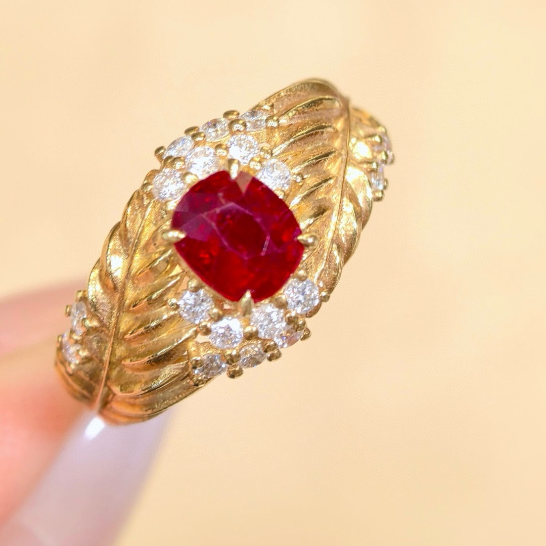 14k Gold 1.41 Ctw Natural Ruby & Diamond Ring - 5