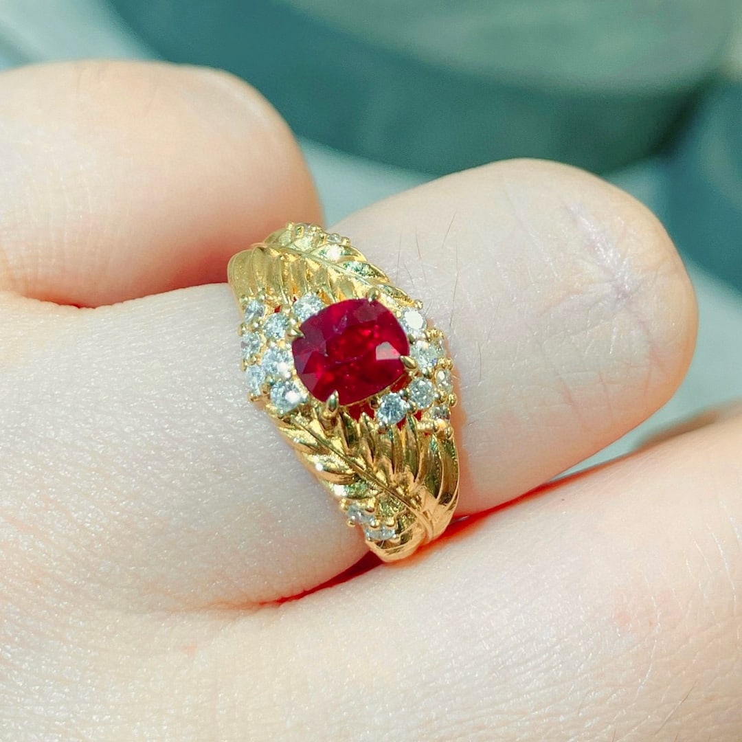 14k Gold 1.41 Ctw Natural Ruby & Diamond Ring - 7