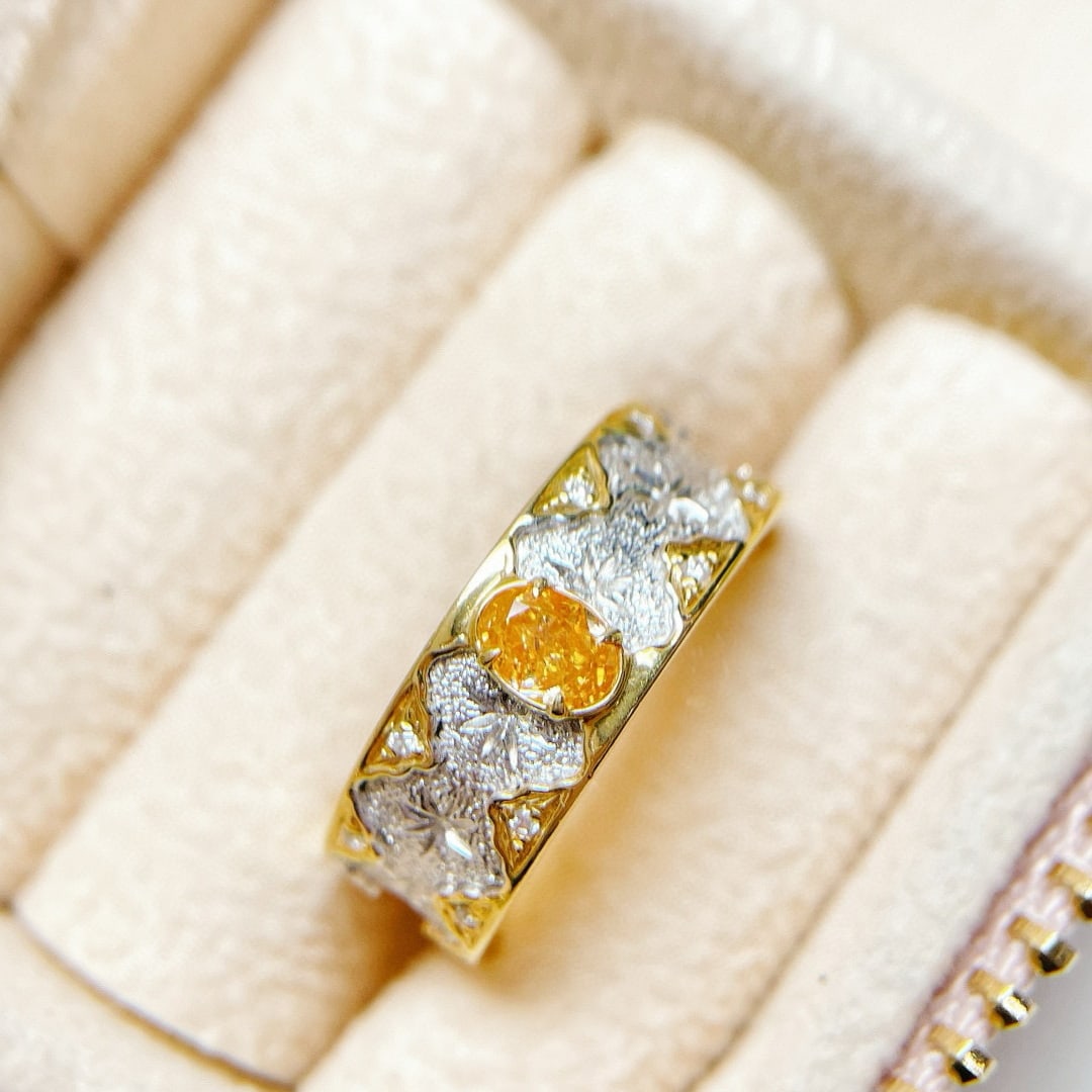 Gia Certified 14k Gold 0.30 Ctw Natural Yellow Diamond & Diamond Ring: Ref:230972244 // gold content:14k gold // ring size:7. 25us // // main gemstone:yellow diamond // certified:gia // shape:oval // carat weight:0. 25ct // clarity grade:si1 // color:yellow //