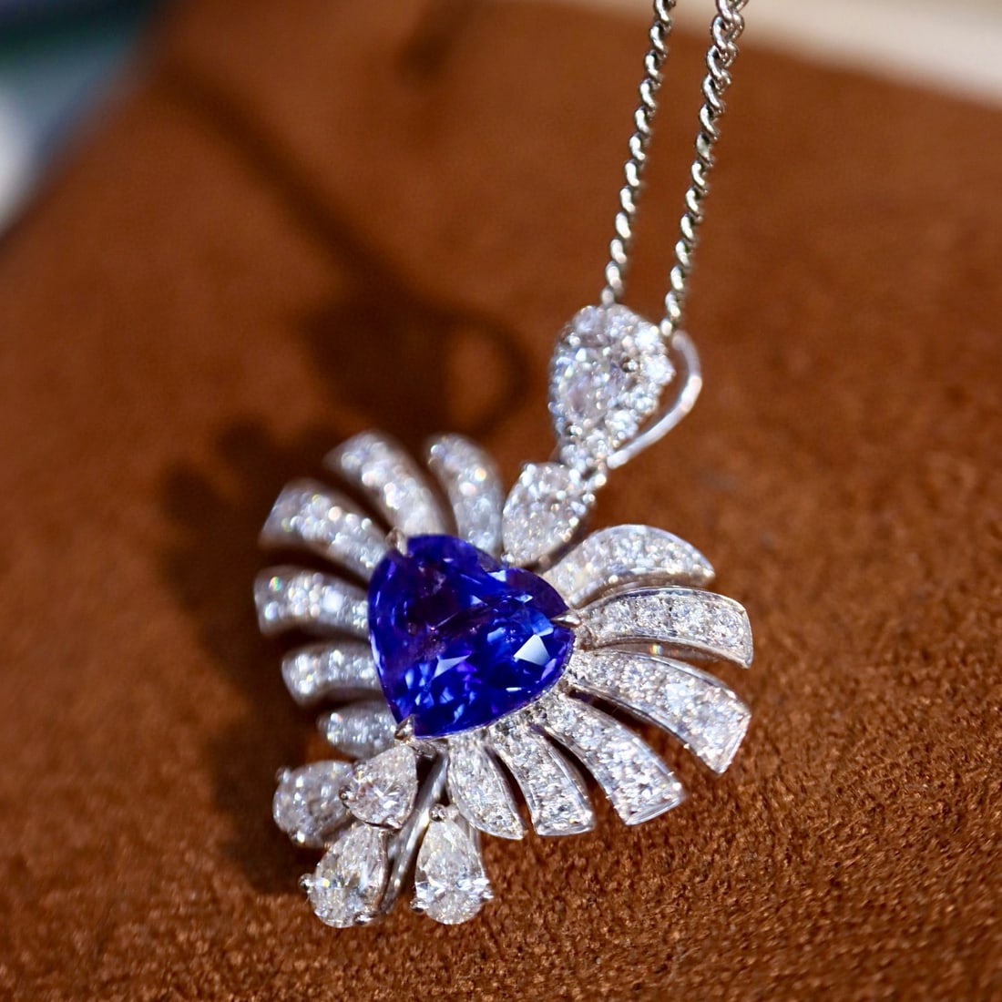 14k Gold 3.04 Ctw Natural Sapphire & Diamond Pendant( Without Chain ) - 2