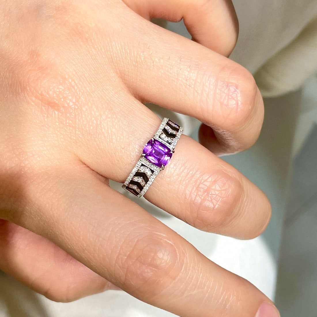 14k Gold 1 Ct Natural Sapphire & Diamond Ring - 4