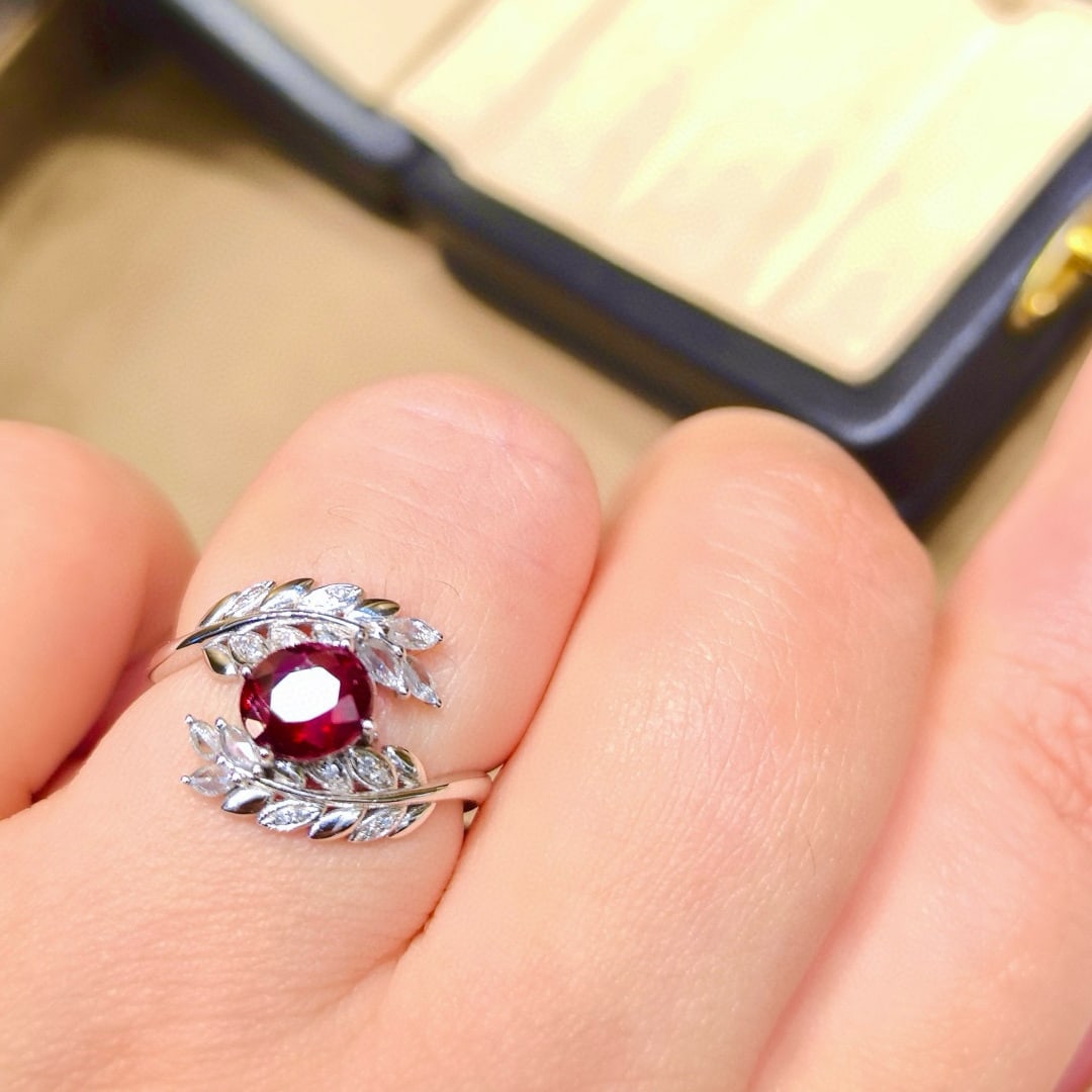 14k Gold 1.19 Ctw Natural Ruby & Diamond Ring - 7