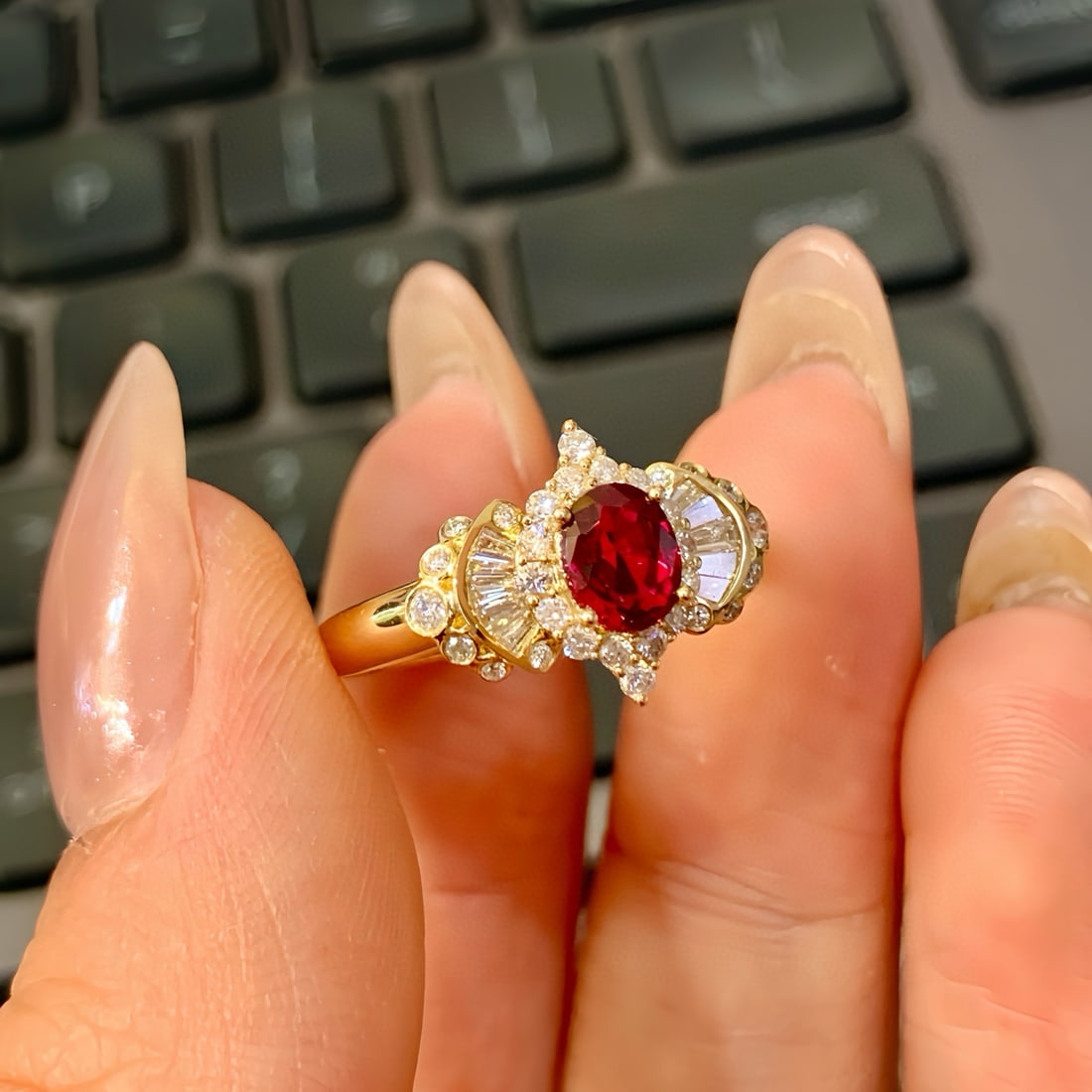 14k Gold 1.08 Ctw Natural Ruby & Diamond Ring - 3