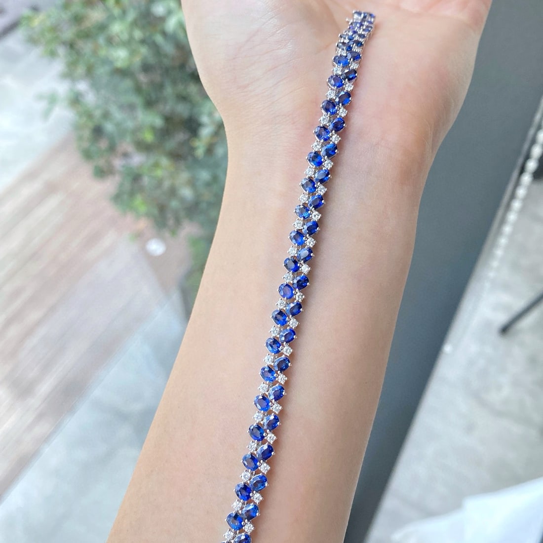 14k Gold 14.61 Ctw Natural Sapphire & Diamond Bracelet - 2