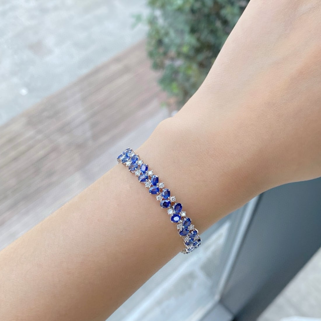 14k Gold 14.61 Ctw Natural Sapphire & Diamond Bracelet - 4