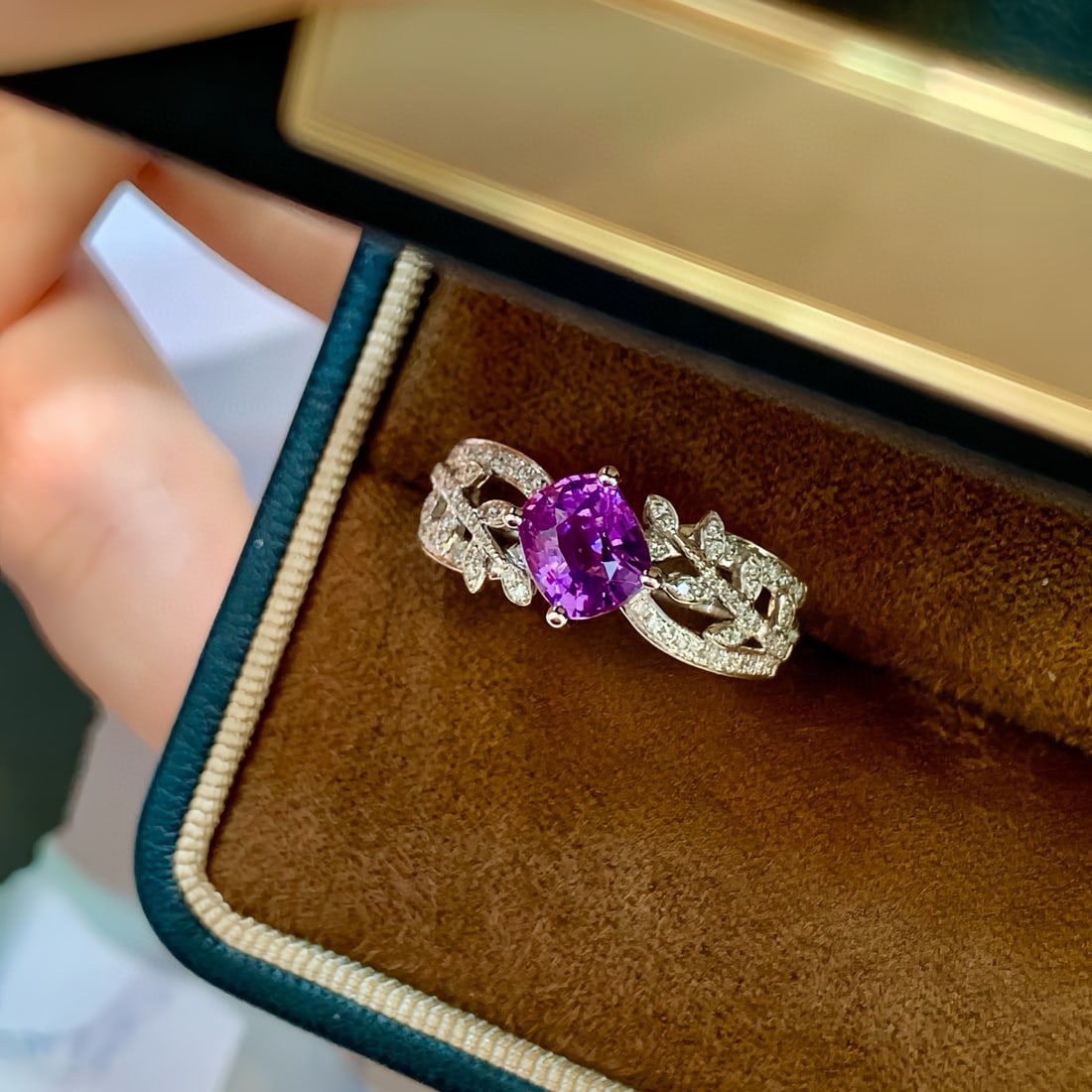 14k Gold 1.53 Ctw Natural Sapphire & Diamond Ring: Ref:230972288 // gold content:14k gold // ring size:7. 25us // // main gemstone:sapphire // shape:cushion // carat weight:1. 33ct // color:purple // treatment:natural // // adjacent gemstone 2 :