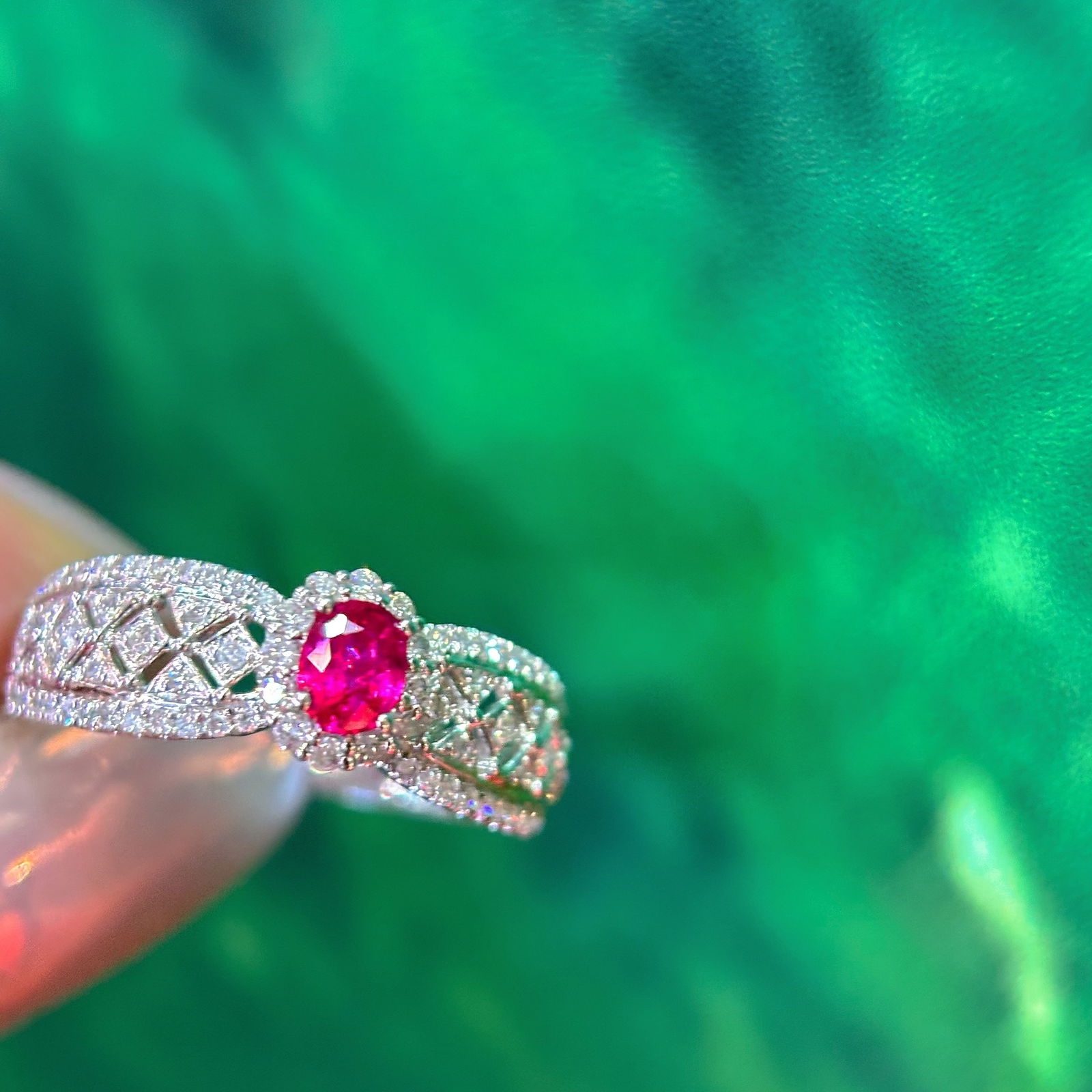 14k Gold 0.3 Ct Natural Ruby & Diamond Ring - 2