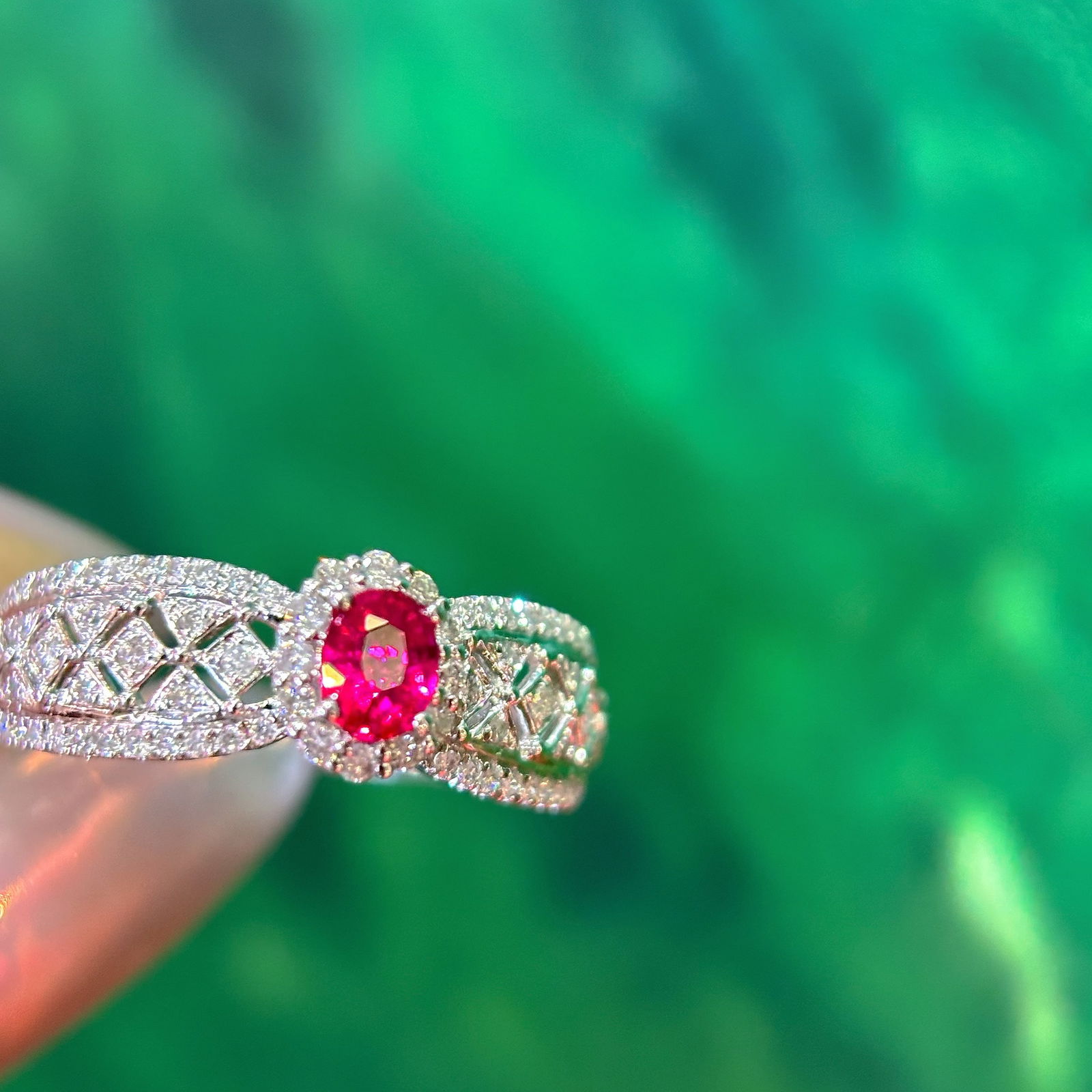 14k Gold 0.3 Ct Natural Ruby & Diamond Ring - 3