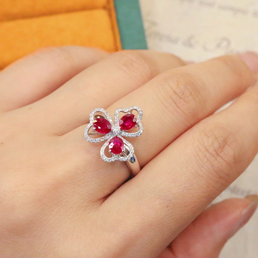 14k Gold 1.15 Ctw Natural Ruby & Diamond Ring - 5