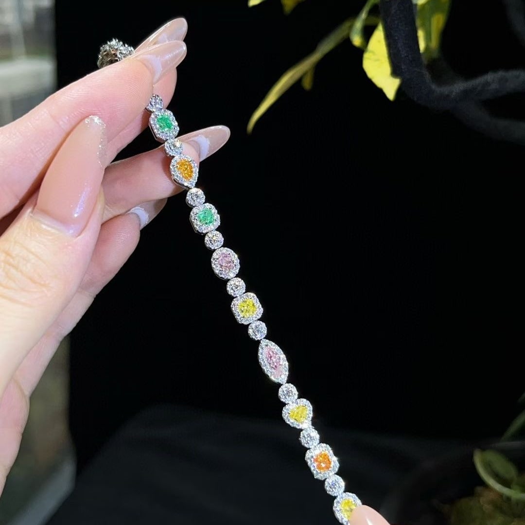 14k Gold 4.20 Ctw Natural Color Diamond Bracelet: Ref:230972378 // gold content:14k gold // main gemstone:diamond // shape:multiply // carat weight:2. 27ct // clarity grade:vs-si // color:color // treatment:natural // // adjacent gemstone 2 :