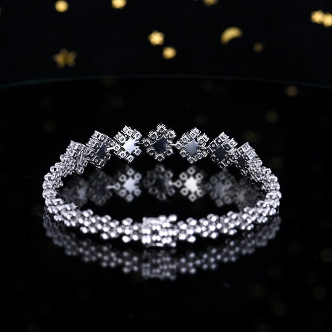 14k Gold 3.55 Ctw Vivid Green Natural Emerald & Sapphire Bracelet - 4