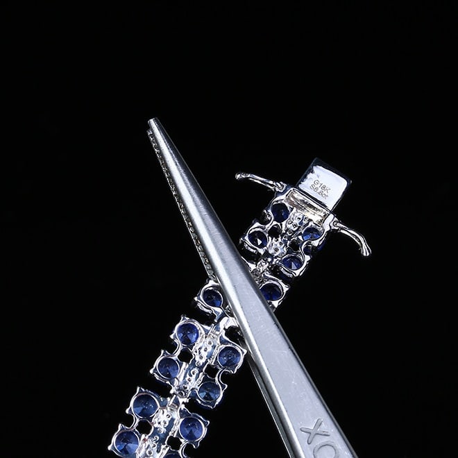 14k Gold 7.57 Ctw Natural Sapphire & Diamond Bracelet - 5