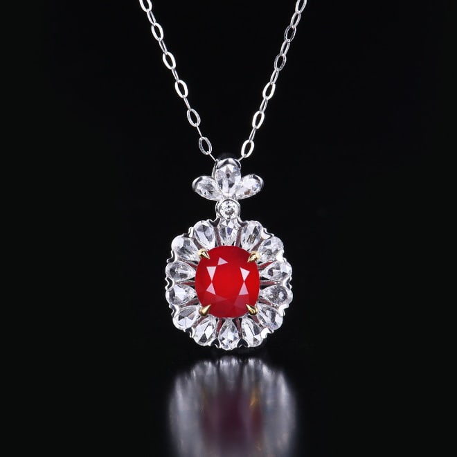 14k Gold 2.00 Ctw Natural Sapphire & Diamond Pendant( Without Chain ): Ref:230972392 // gold content:14k gold // main gemstone:sapphire // shape:oval // carat weight:1. 53ct // color:orangish red // treatment:natural // // adjacent gemstone 2 : diamond // number of