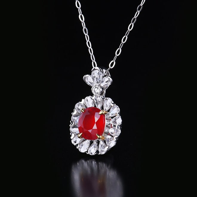 14k Gold 2.00 Ctw Natural Sapphire & Diamond Pendant( Without Chain ) - 2