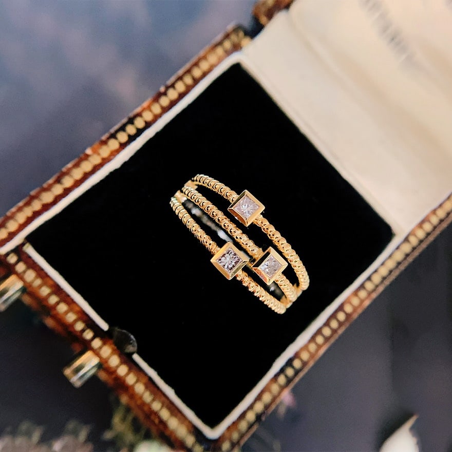 14k Gold 0.6 Ct Natural H Diamond Ring: Ref:230972405 // gold content:14k gold // ring size:7. 25us // // main gemstone:diamond // shape:princess // carat weight:0. 6ct // clarity grade:vs-si // color:h // treatment:natural // Condition: