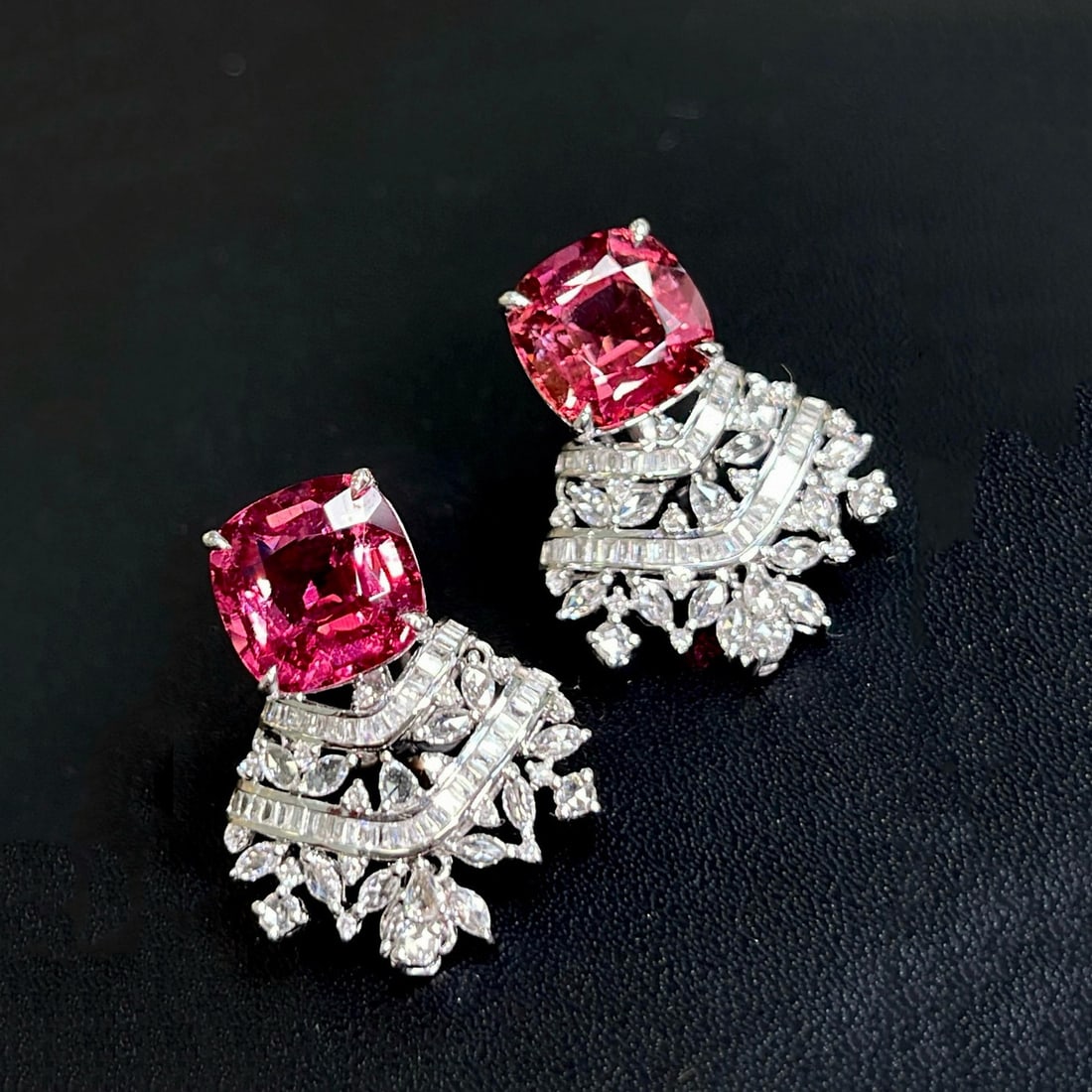 14k Gold 9.2 Ctw Natural Tourmaline & Diamond Earrings (1 of 3)