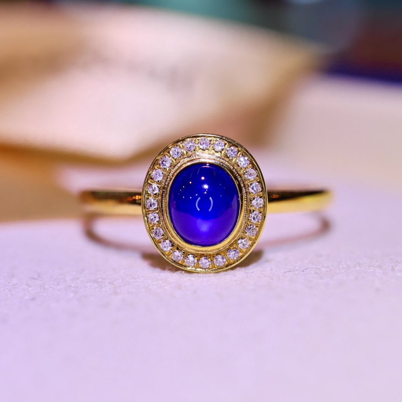 14k Gold 0.75 Ct Natural Sapphire & Diamond Ring: Ref:230973122 // gold content:14k gold // ring size:7. 25us // // main gemstone:sapphire // shape:oval // carat weight:0. 75ct // color:blue // treatment:natural // // adjacent gemstone 2 :