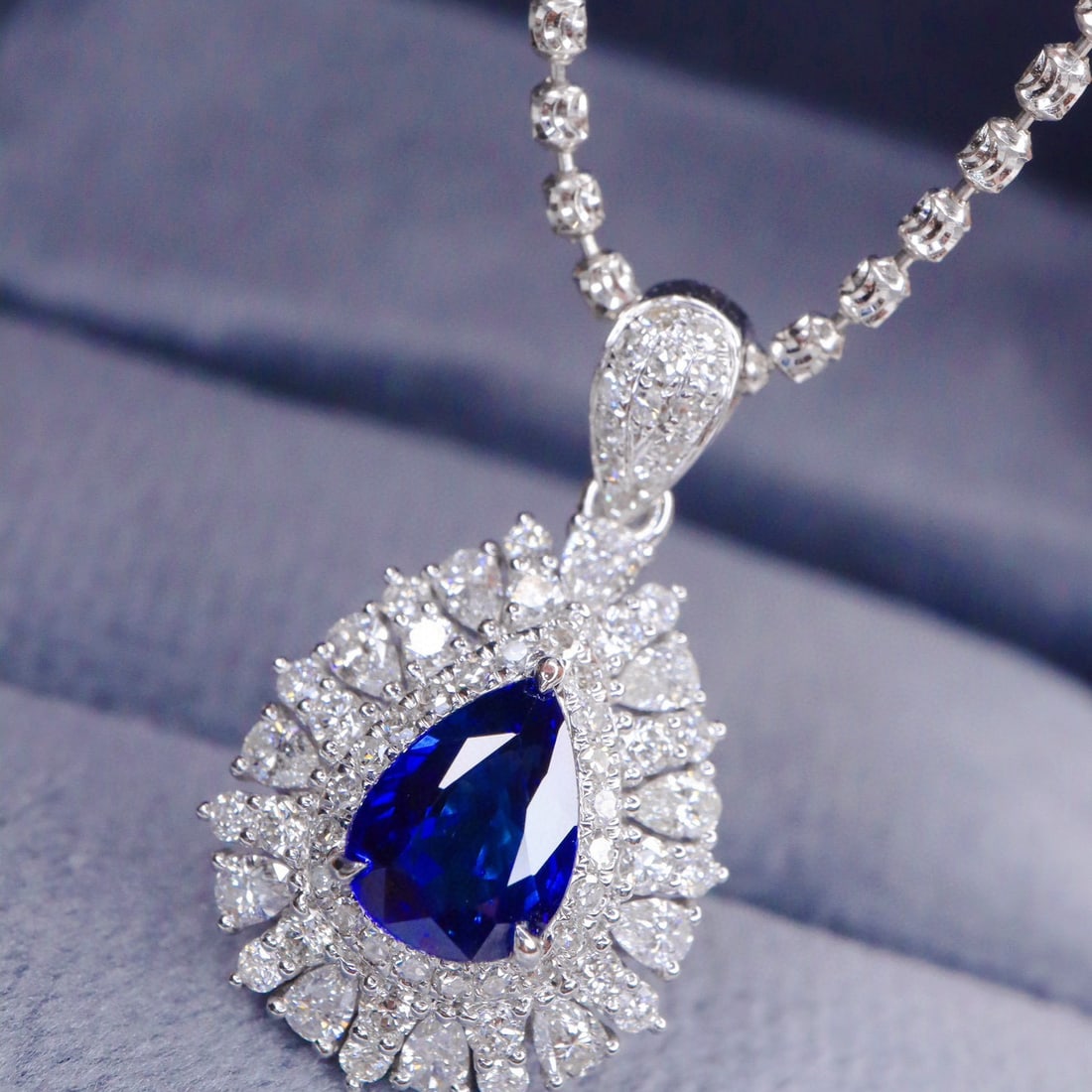 14k Gold 2.13 Ctw Natural Sapphire & Diamond Pendant( Without Chain ) - 5