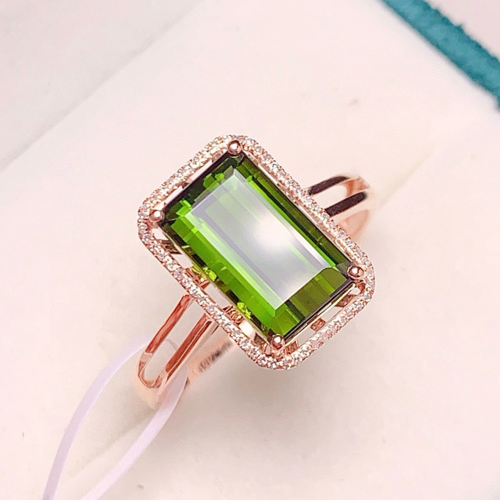 14k Gold 4.38 Ct Natural Tourmaline & Diamond Ring: Ref:230973146 // gold content:14k gold // ring size:7. 25us // // main gemstone:tourmaline // shape:octagonal // carat weight:4. 38ct // color:red // treatment:natural // // adjacent gemstone 2 :