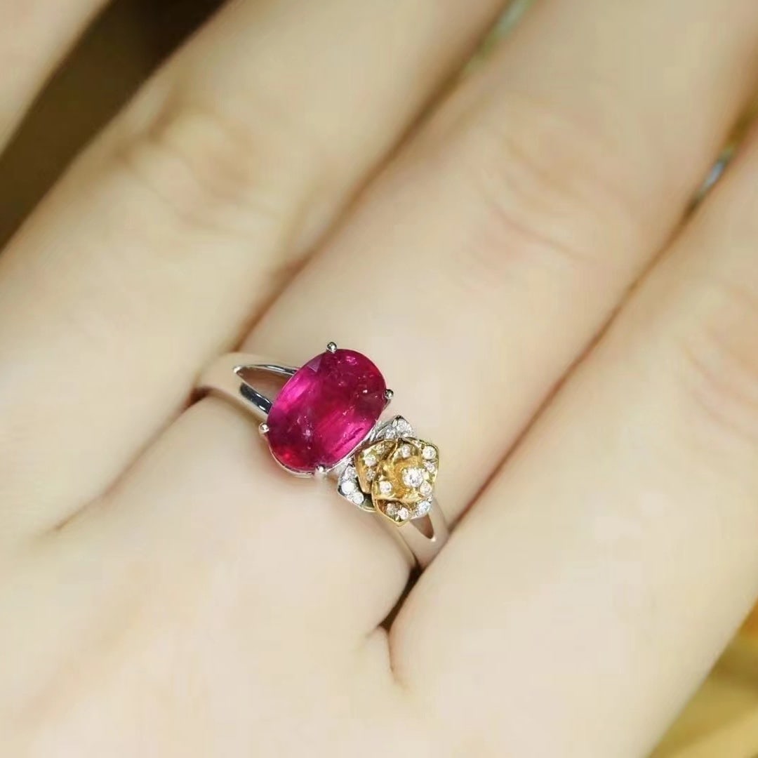 14k Gold 2.3 Ct Natural Ruby & Diamond Ring - 4