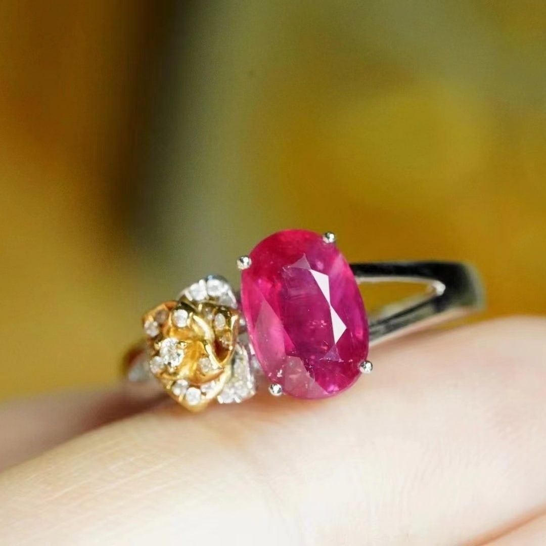 14k Gold 2.3 Ct Natural Ruby & Diamond Ring - 5