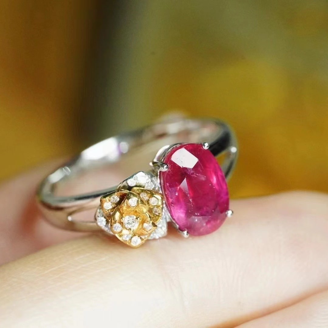 14k Gold 2.3 Ct Natural Ruby & Diamond Ring - 6